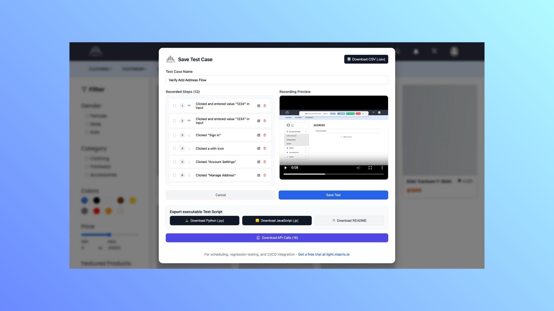 API + Video Recording